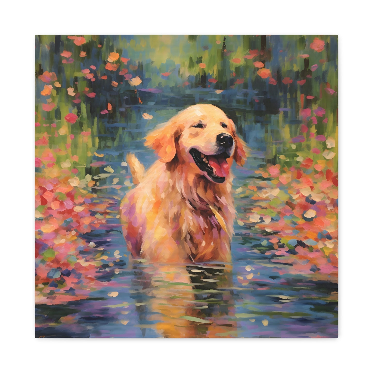 Golden Retriever Monet Canvas Print