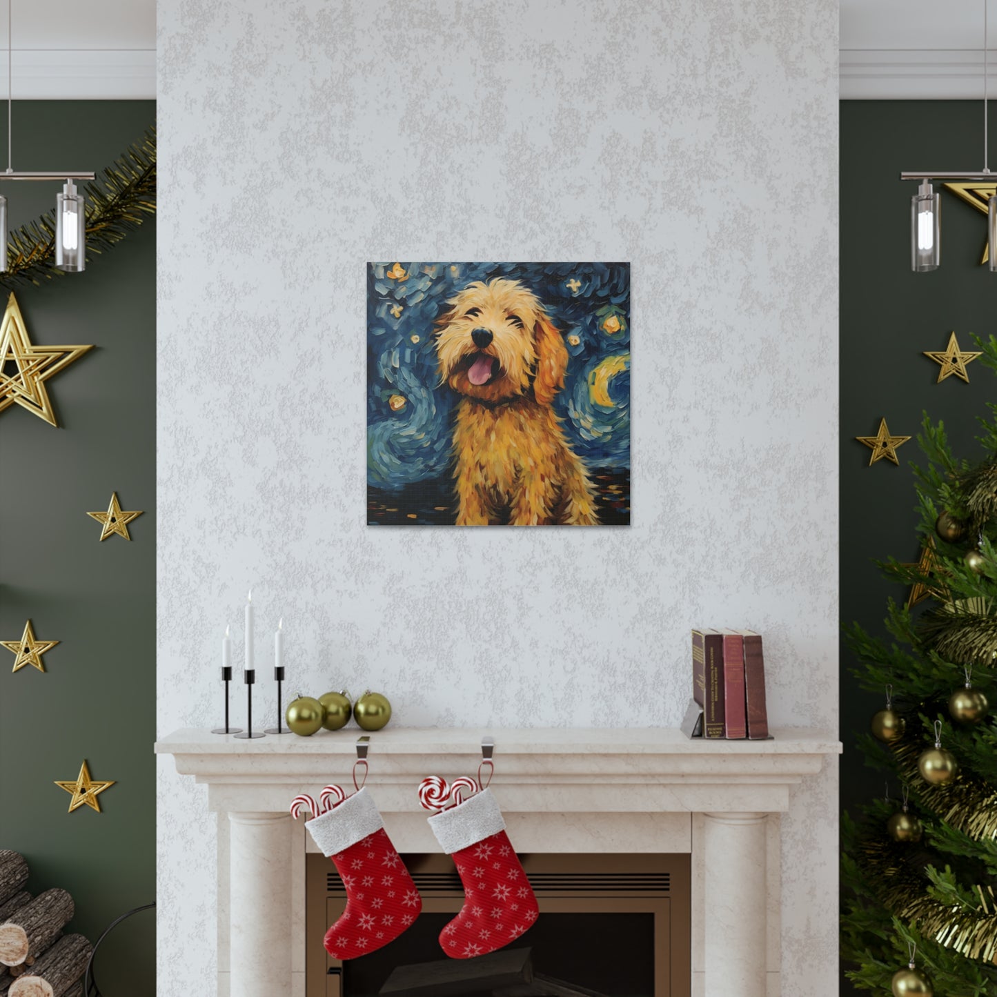 Golden Doodle Van Gogh Canvas Print