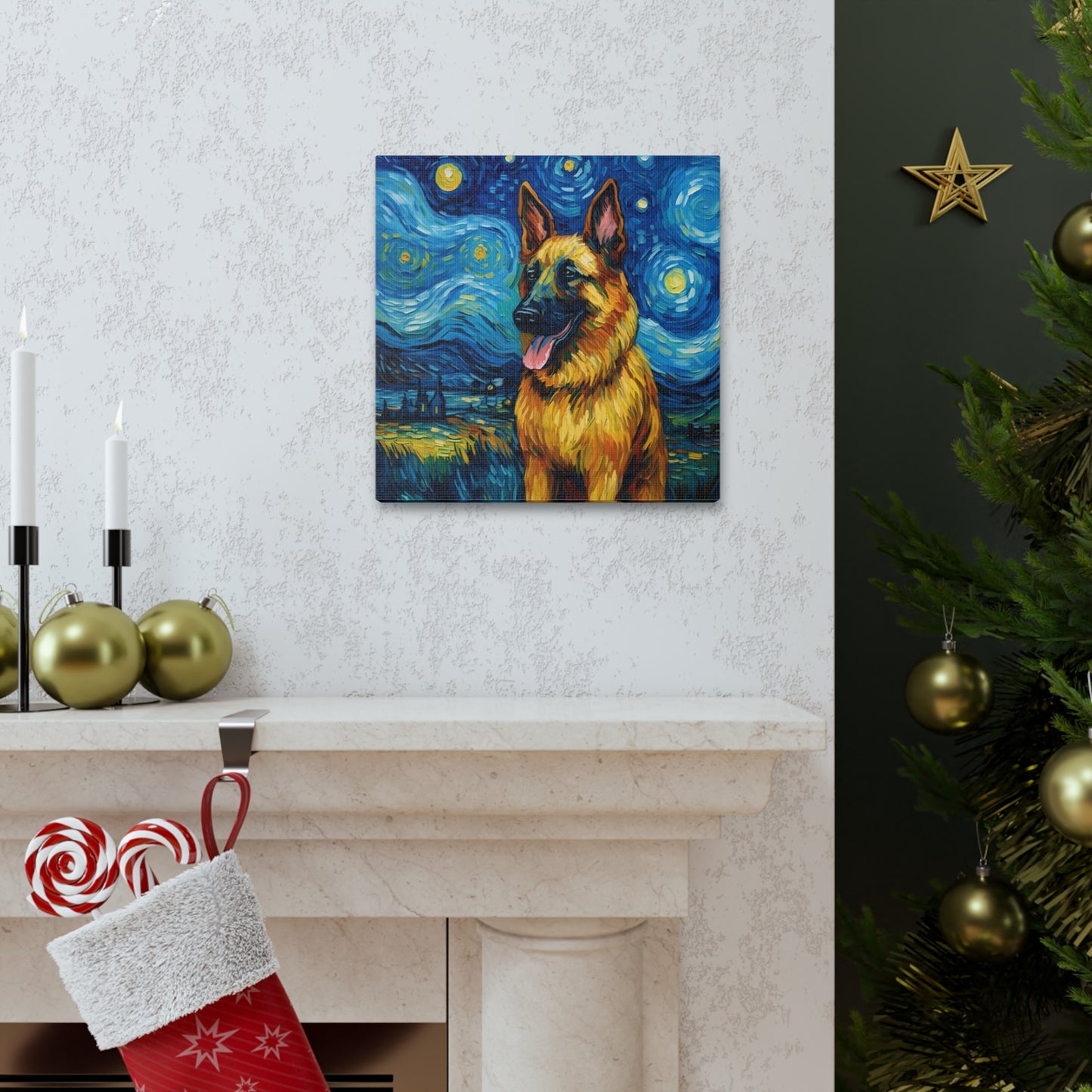 German Shepherd Van Gogh Canvas Print