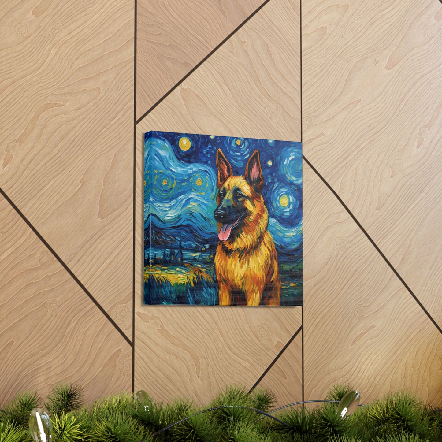 German Shepherd Van Gogh Canvas Print