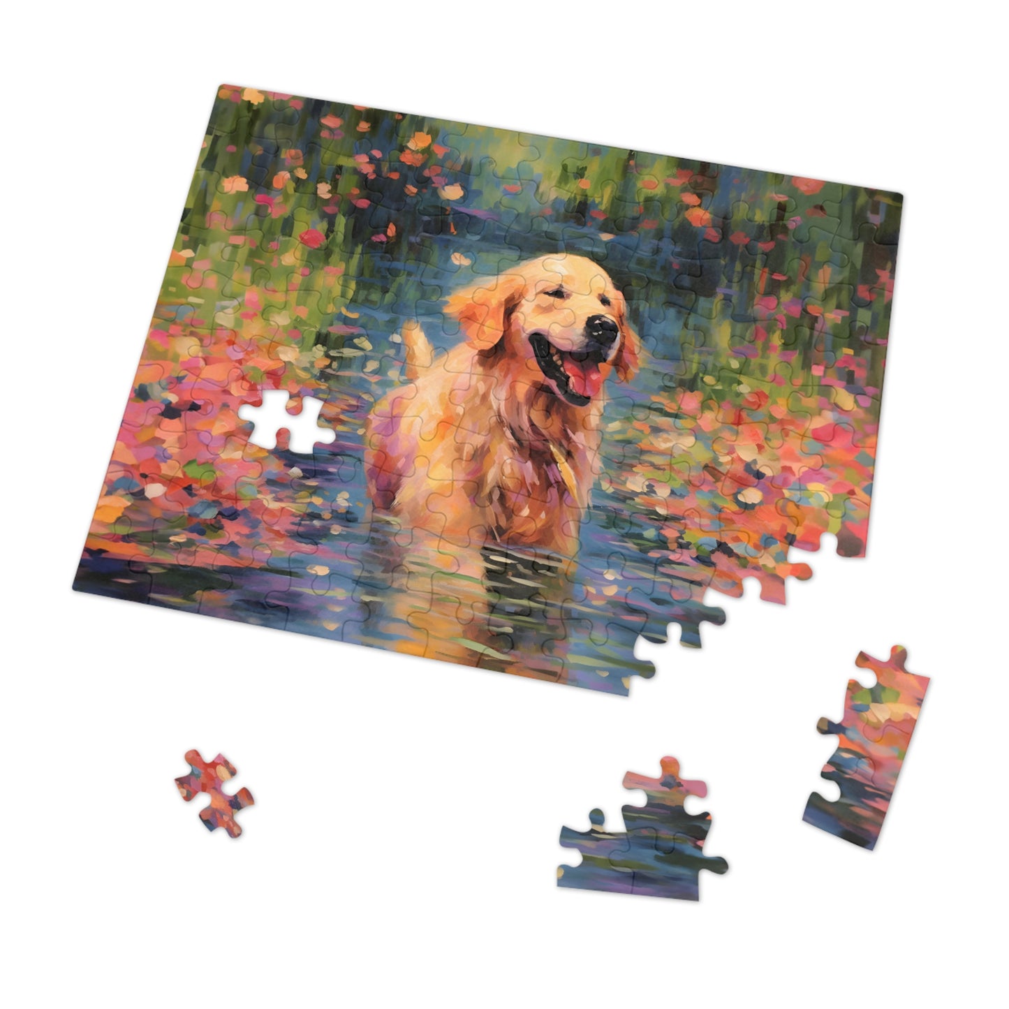 Golden Retriever Monet Puzzle (30, 110, 252, 500,1000-Piece)