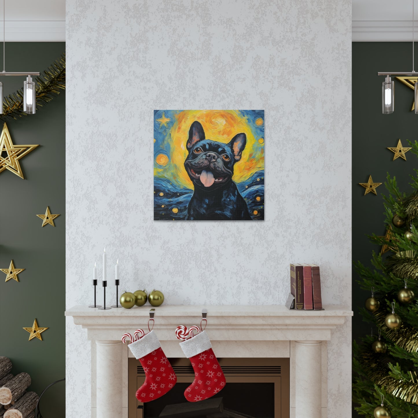 French Bulldog Van Gogh Canvas Print