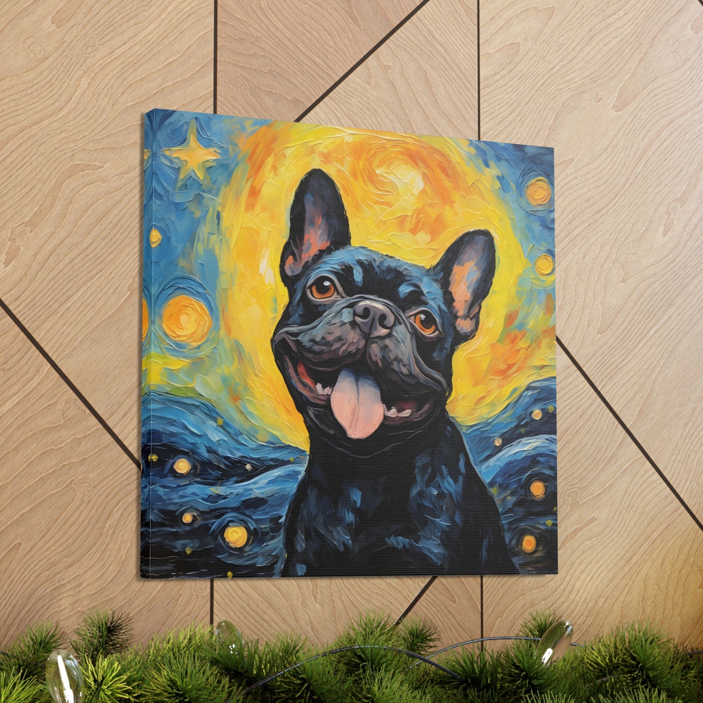 French Bulldog Van Gogh Canvas Print