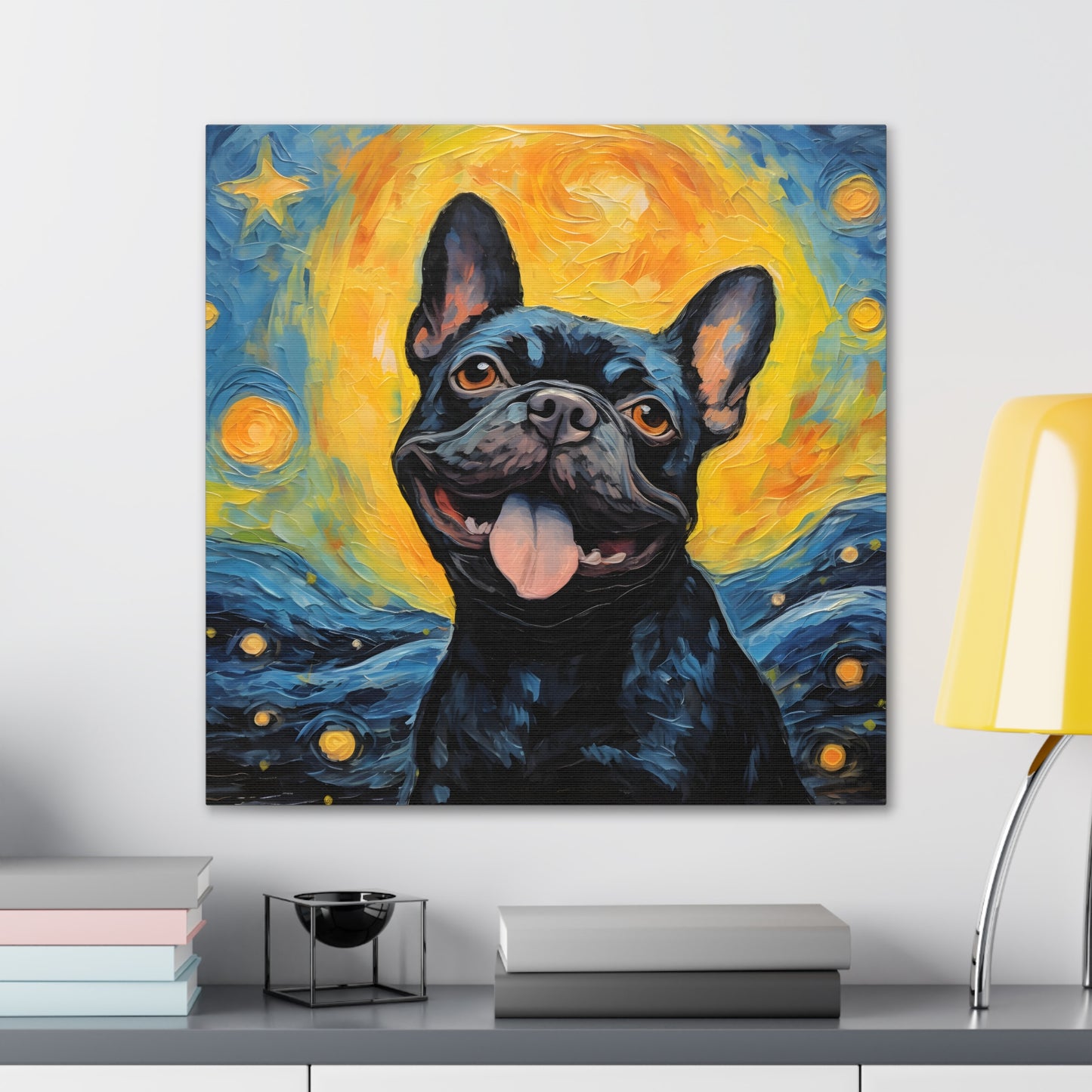 French Bulldog Van Gogh Canvas Print