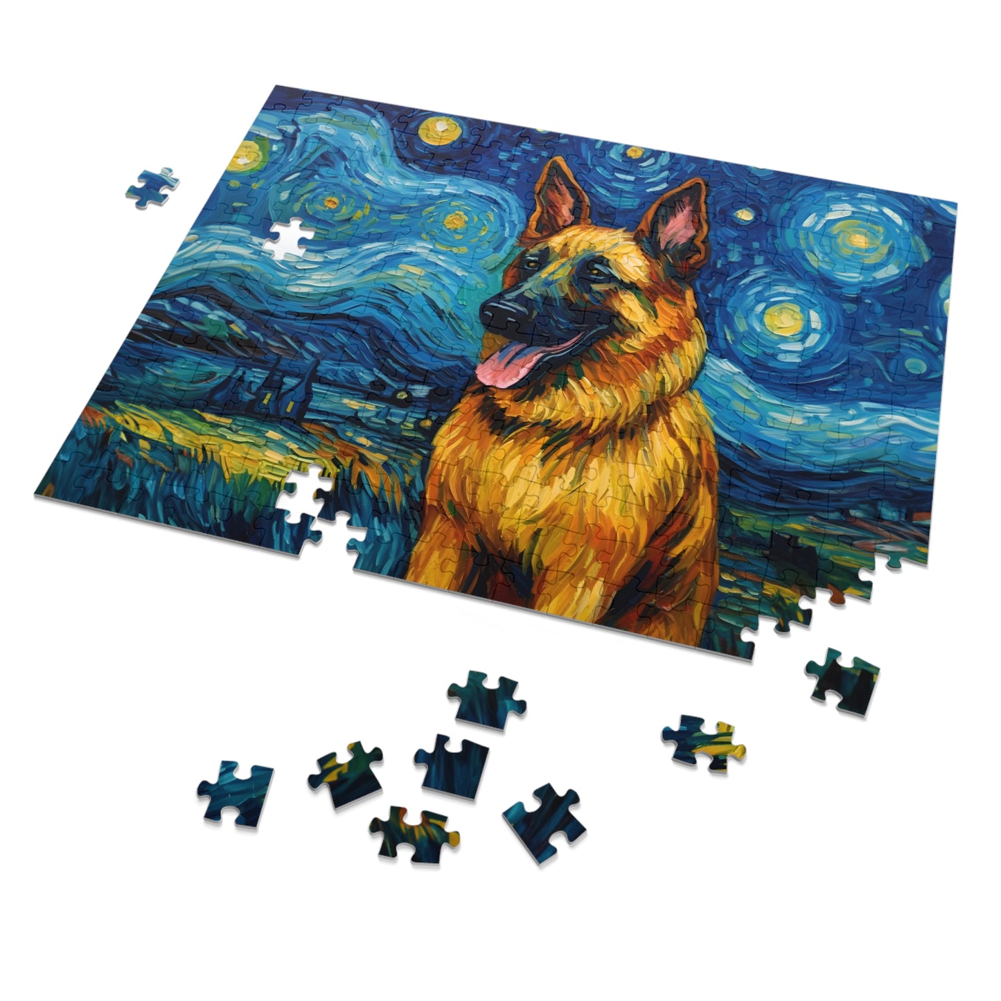 German Shepherd Van Gogh Puzzle (30, 110, 252, 500,1000-Piece)