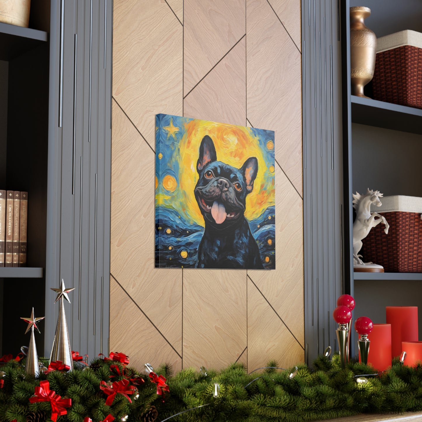 French Bulldog Van Gogh Canvas Print