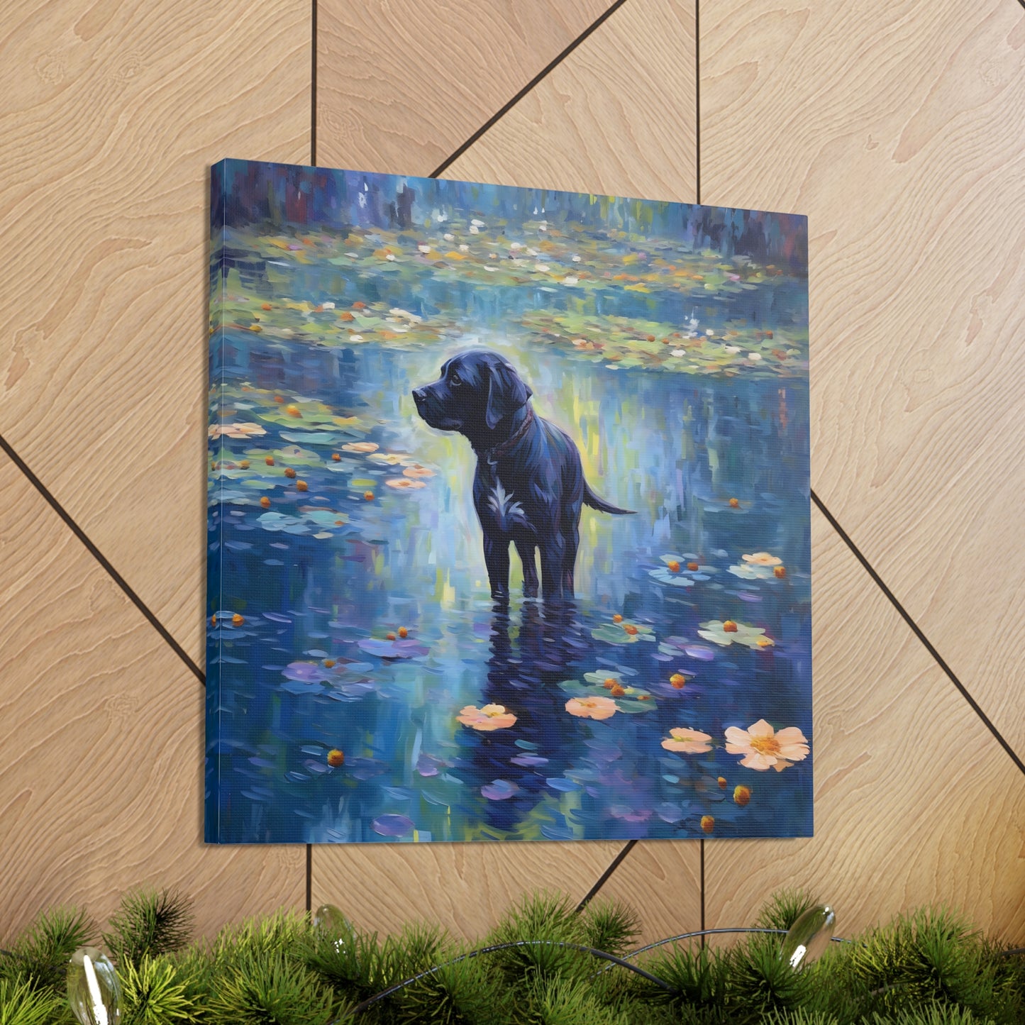 Black Lab Monet Canvas Print