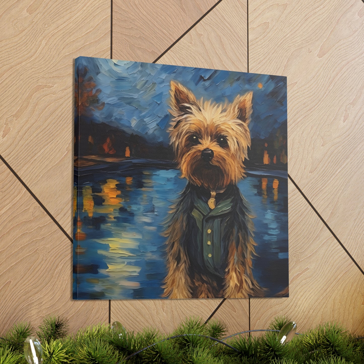 Yorkie Van Gogh Canvas Print