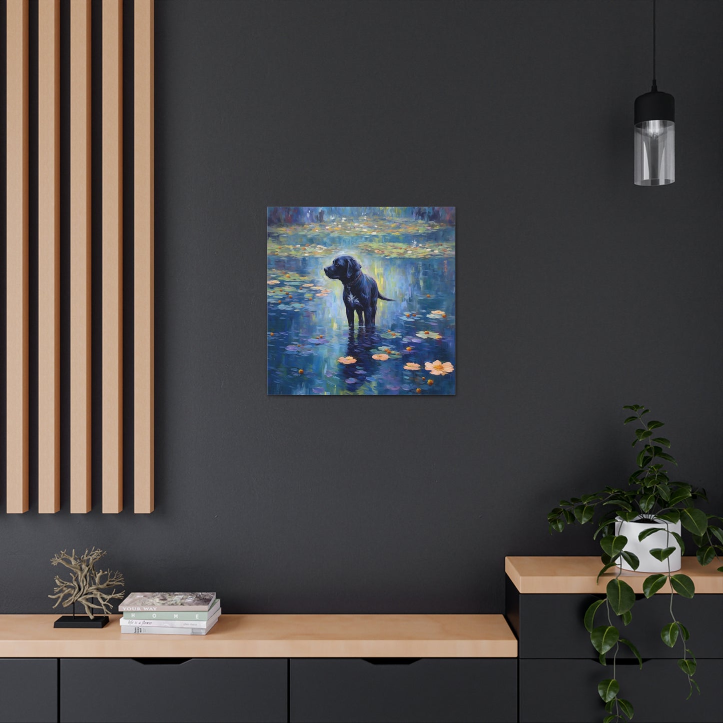 Black Lab Monet Canvas Print