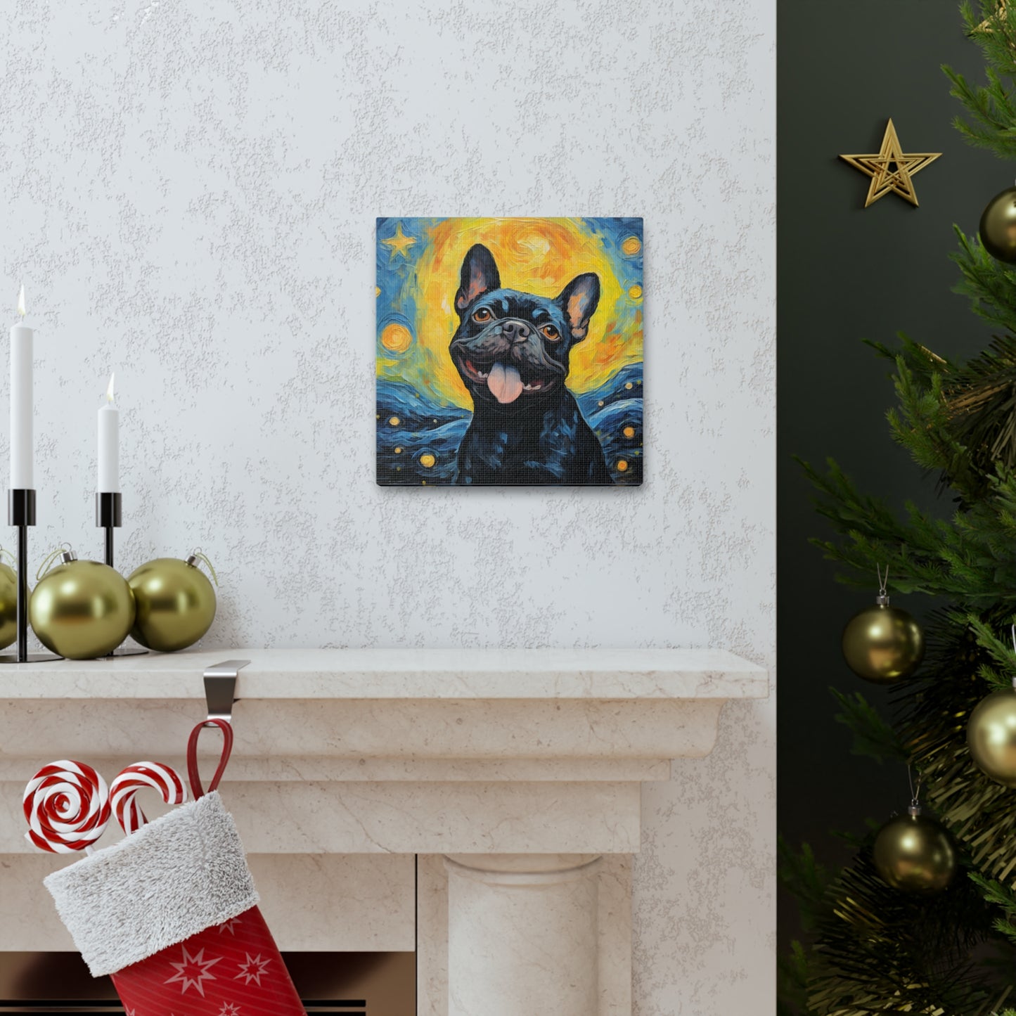 French Bulldog Van Gogh Canvas Print