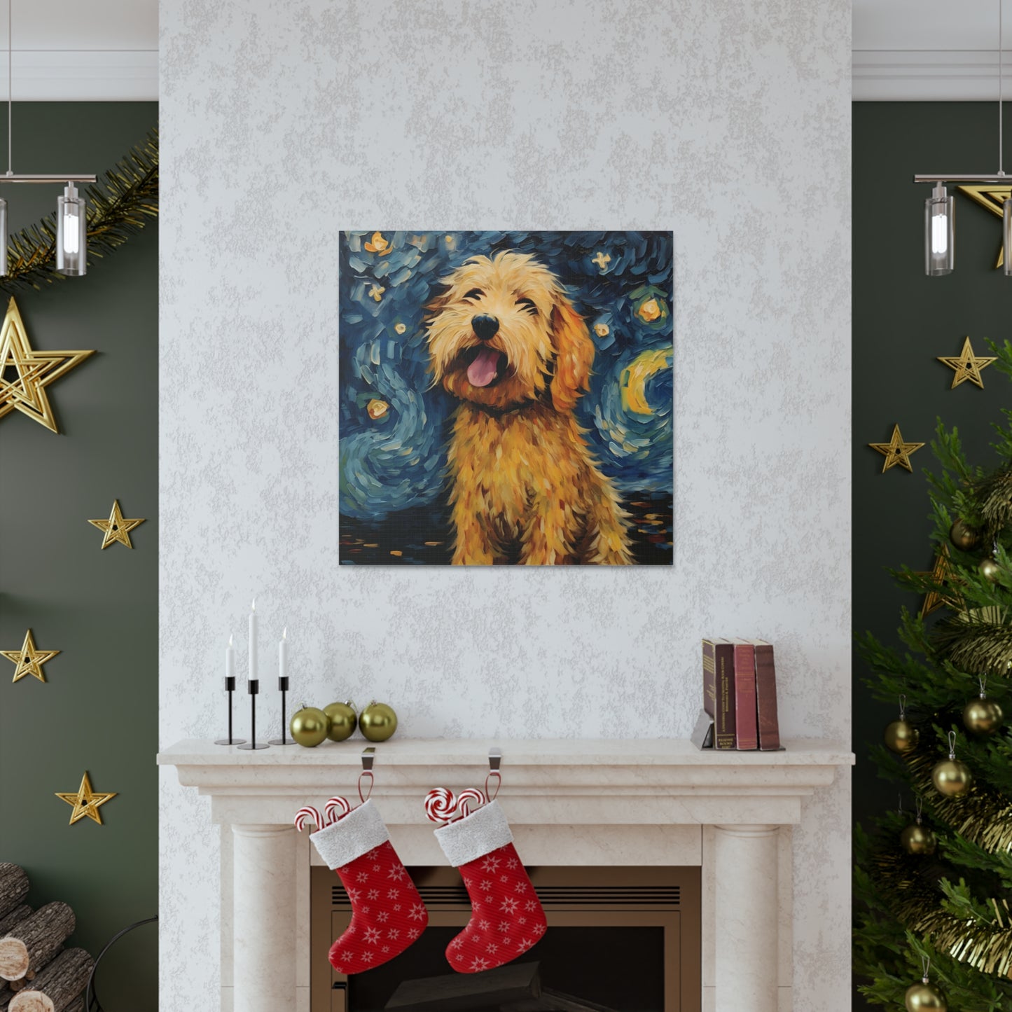 Golden Doodle Van Gogh Canvas Print