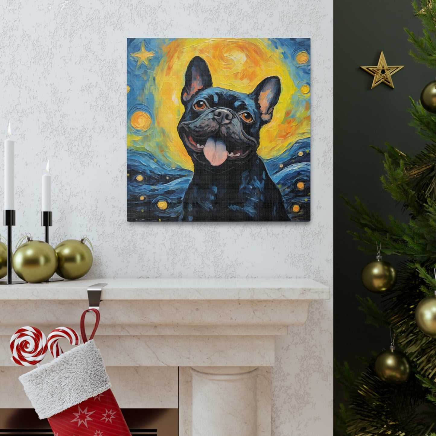 French Bulldog Van Gogh Canvas Print