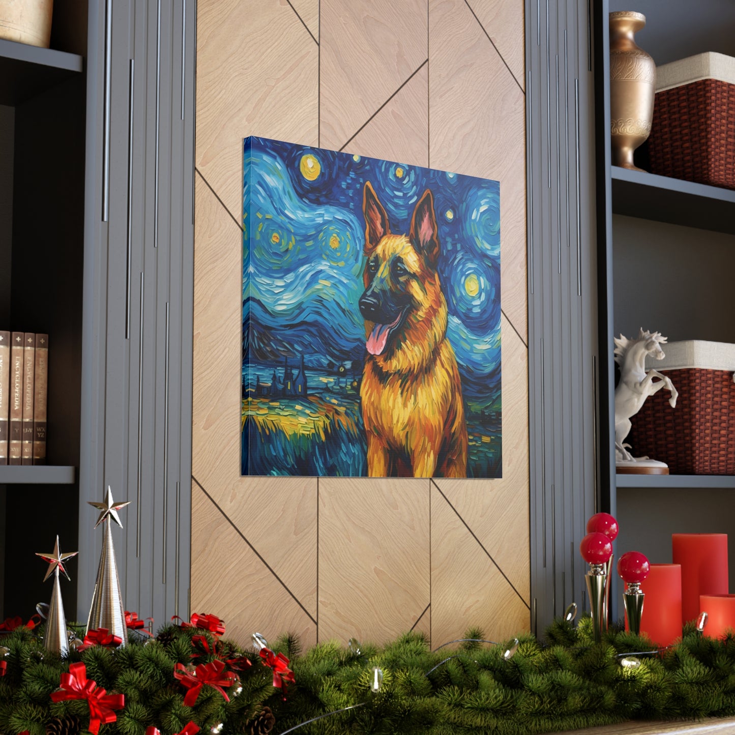 German Shepherd Van Gogh Canvas Print