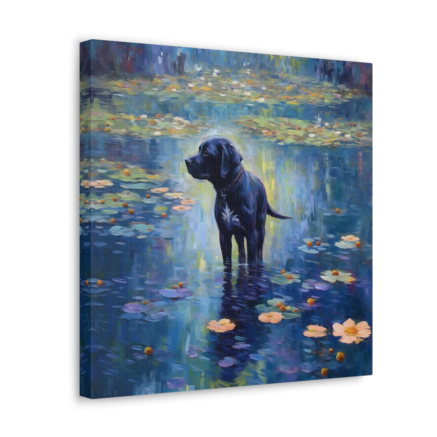 Black Lab Monet Canvas Print