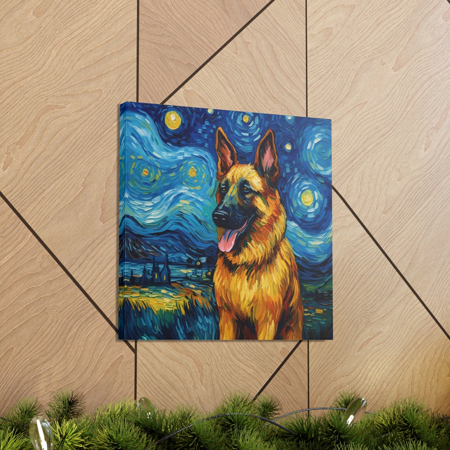 German Shepherd Van Gogh Canvas Print