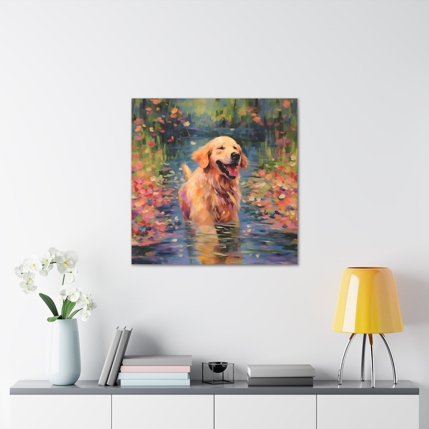 Golden Retriever Monet Canvas Print