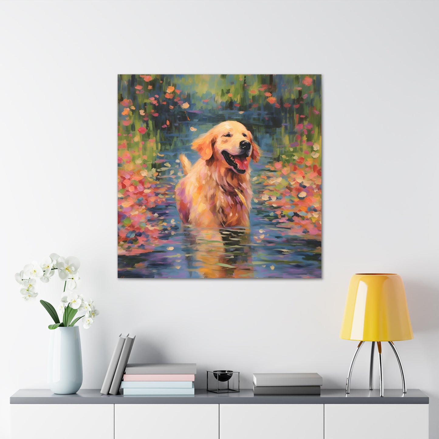 Golden Retriever Monet Canvas Print