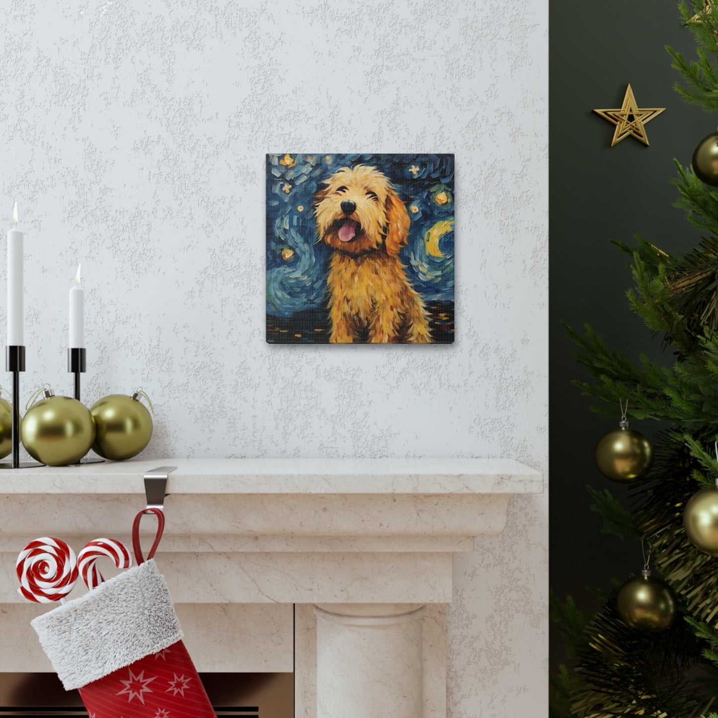 Golden Doodle Van Gogh Canvas Print