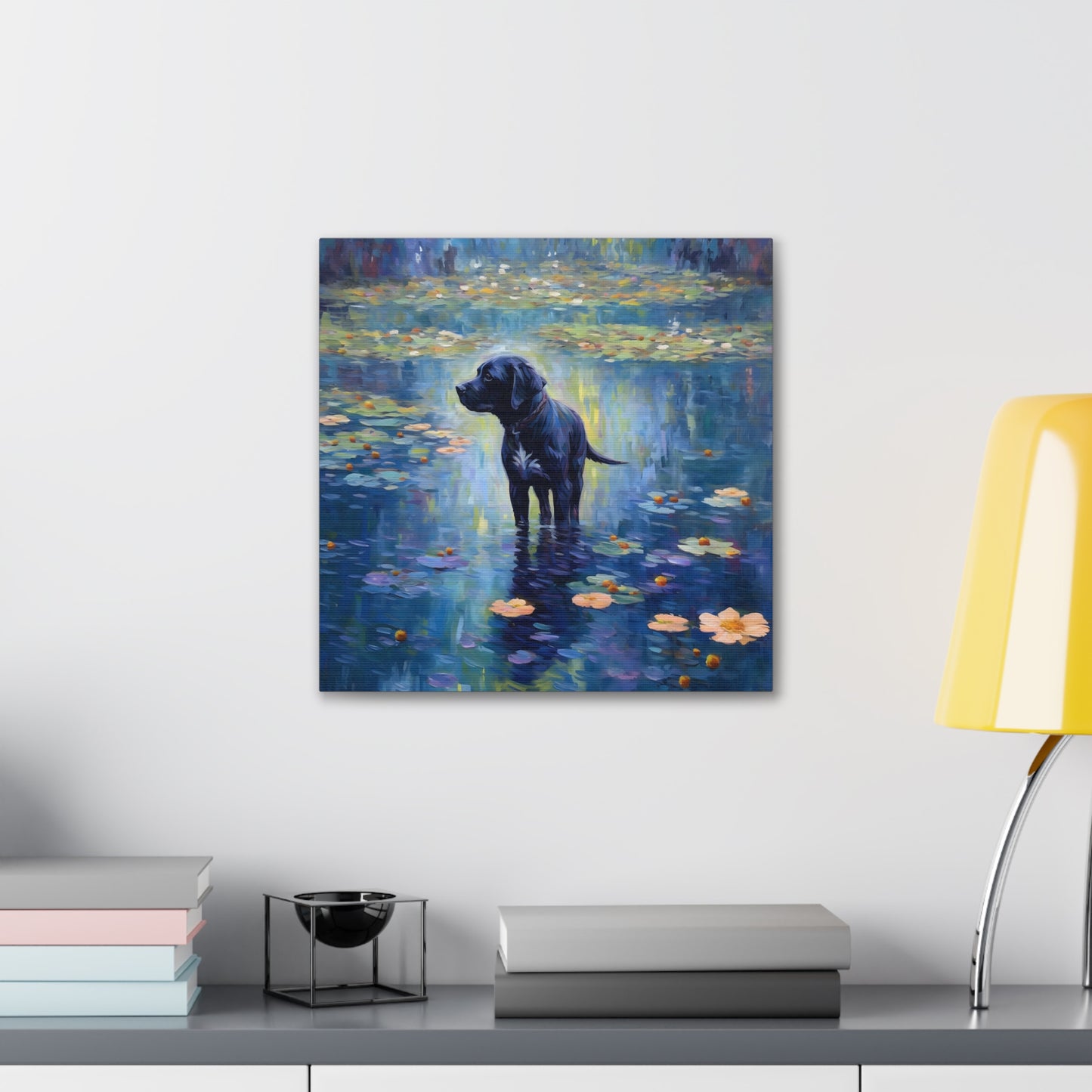 Black Lab Monet Canvas Print