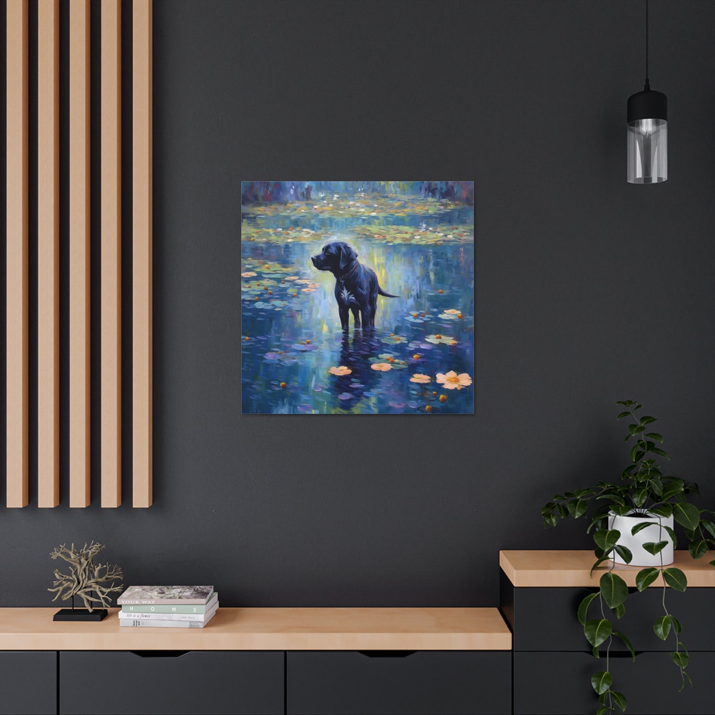 Black Lab Monet Canvas Print