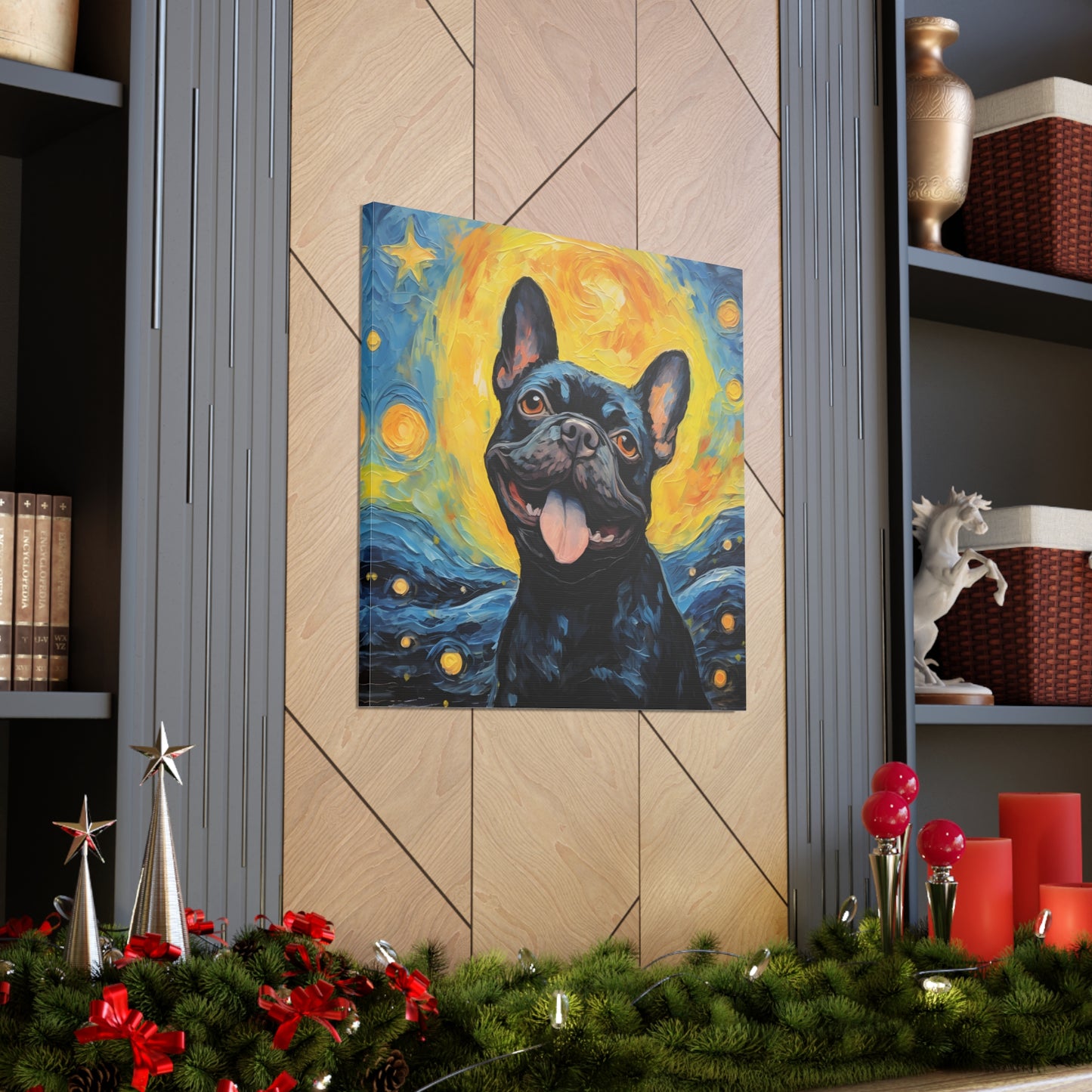 French Bulldog Van Gogh Canvas Print