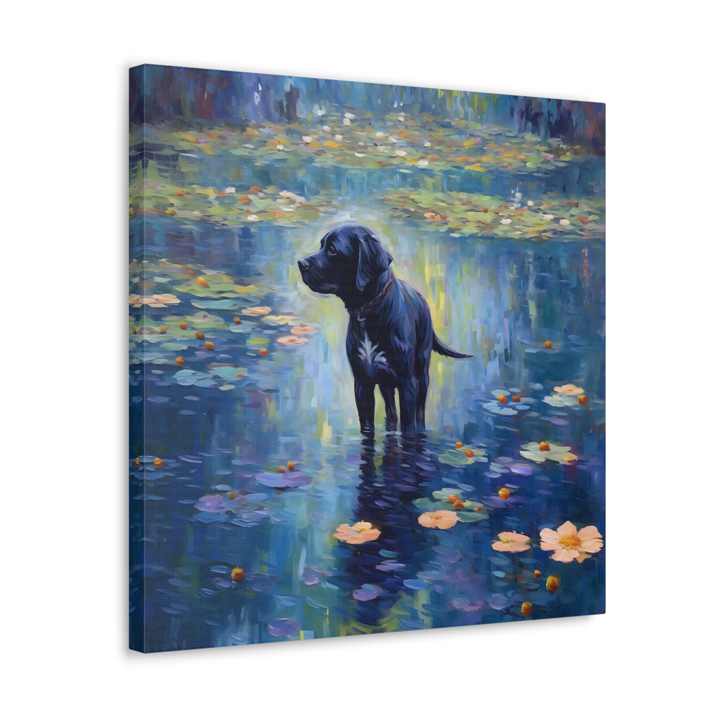 Black Lab Monet Canvas Print