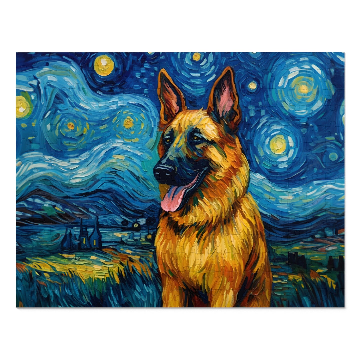 German Shepherd Van Gogh Puzzle (30, 110, 252, 500,1000-Piece)