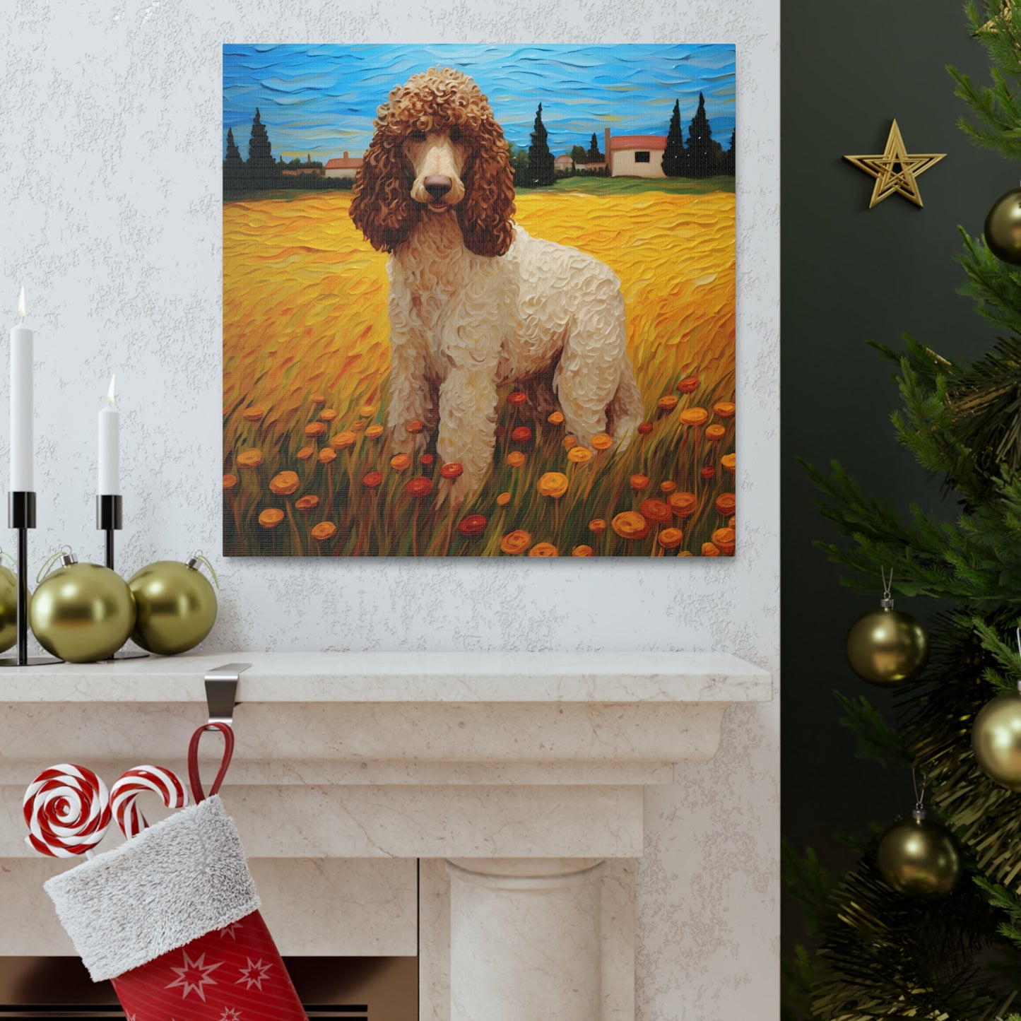 Standard Poodle Van Gogh Canvas Print