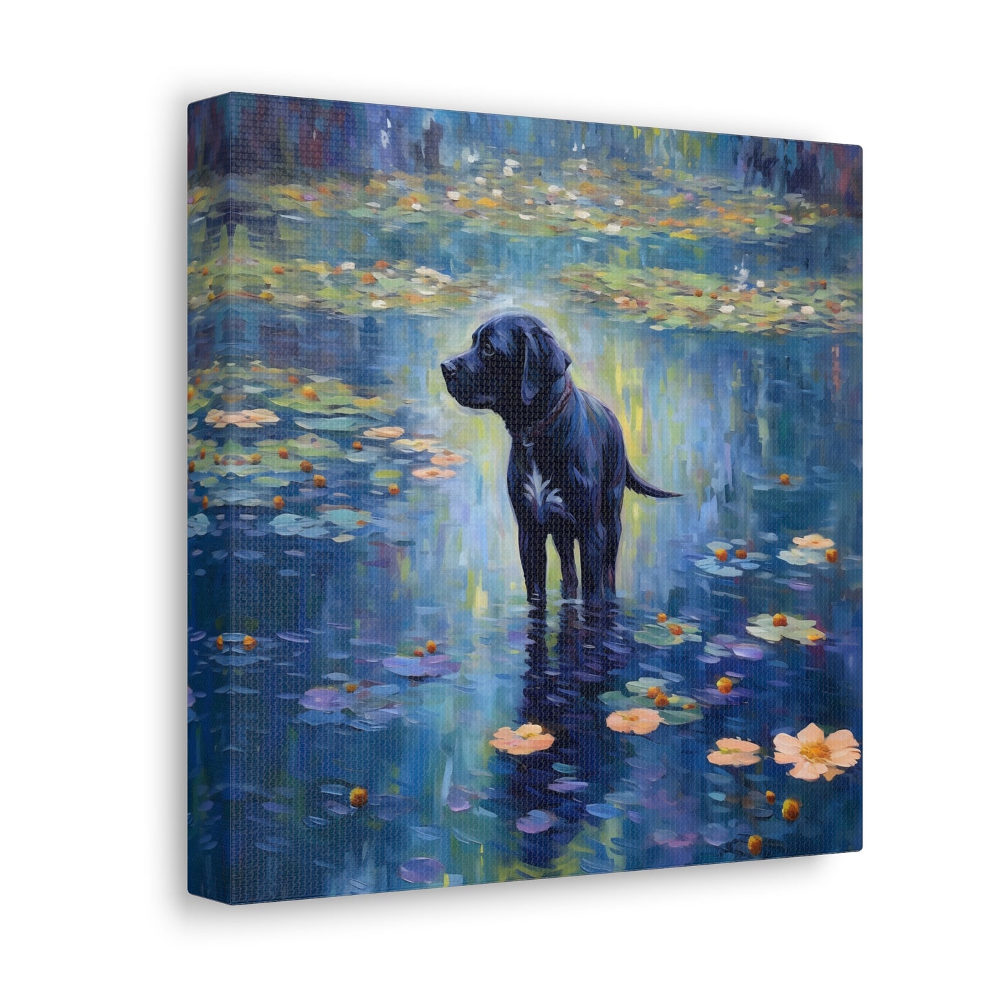 Black Lab Monet Canvas Print