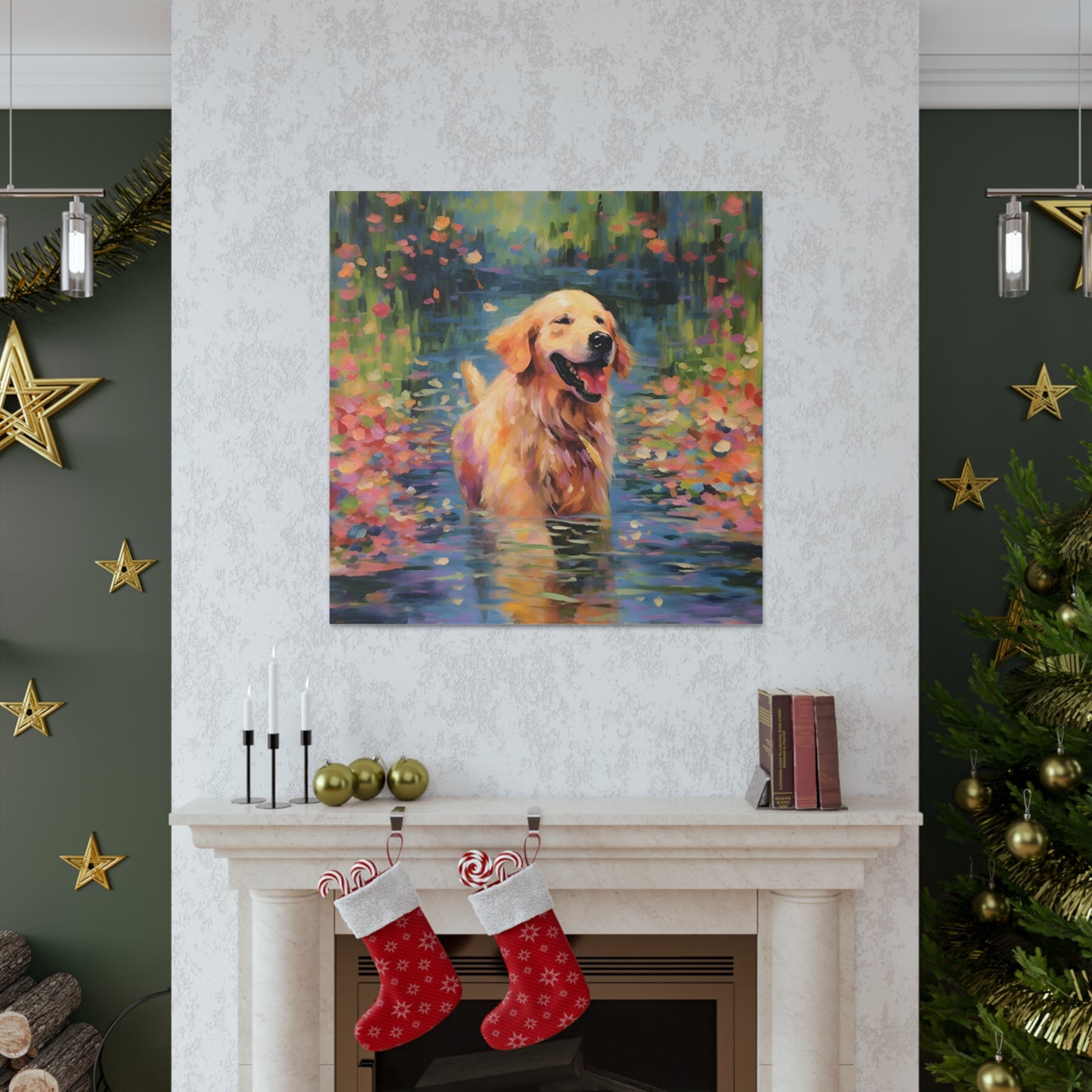 Golden Retriever Monet Canvas Print