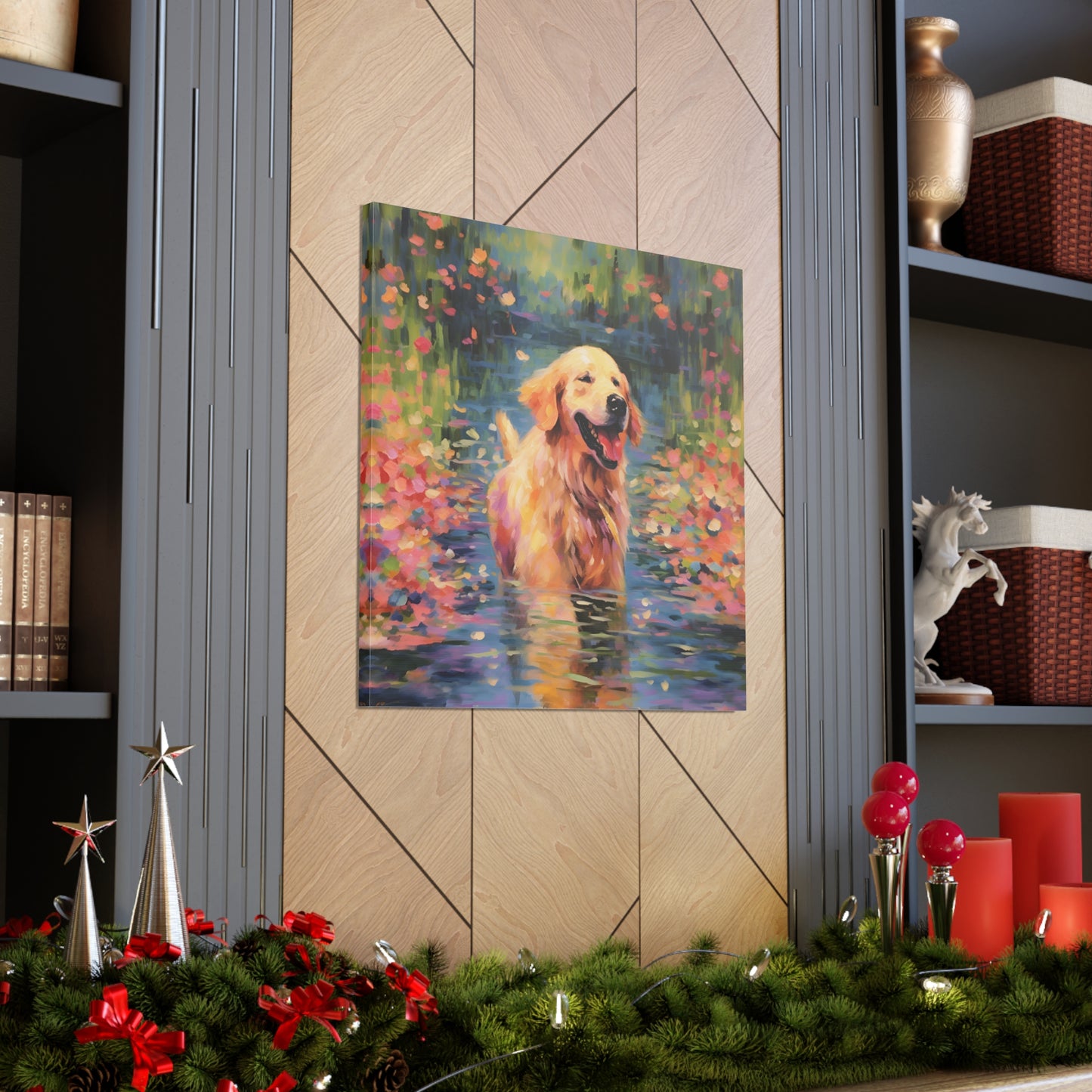 Golden Retriever Monet Canvas Print