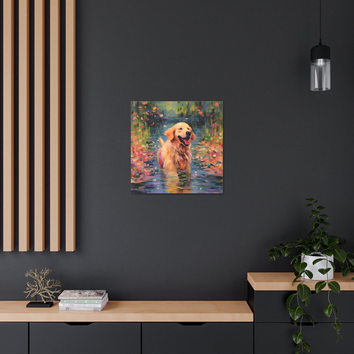 Golden Retriever Monet Canvas Print