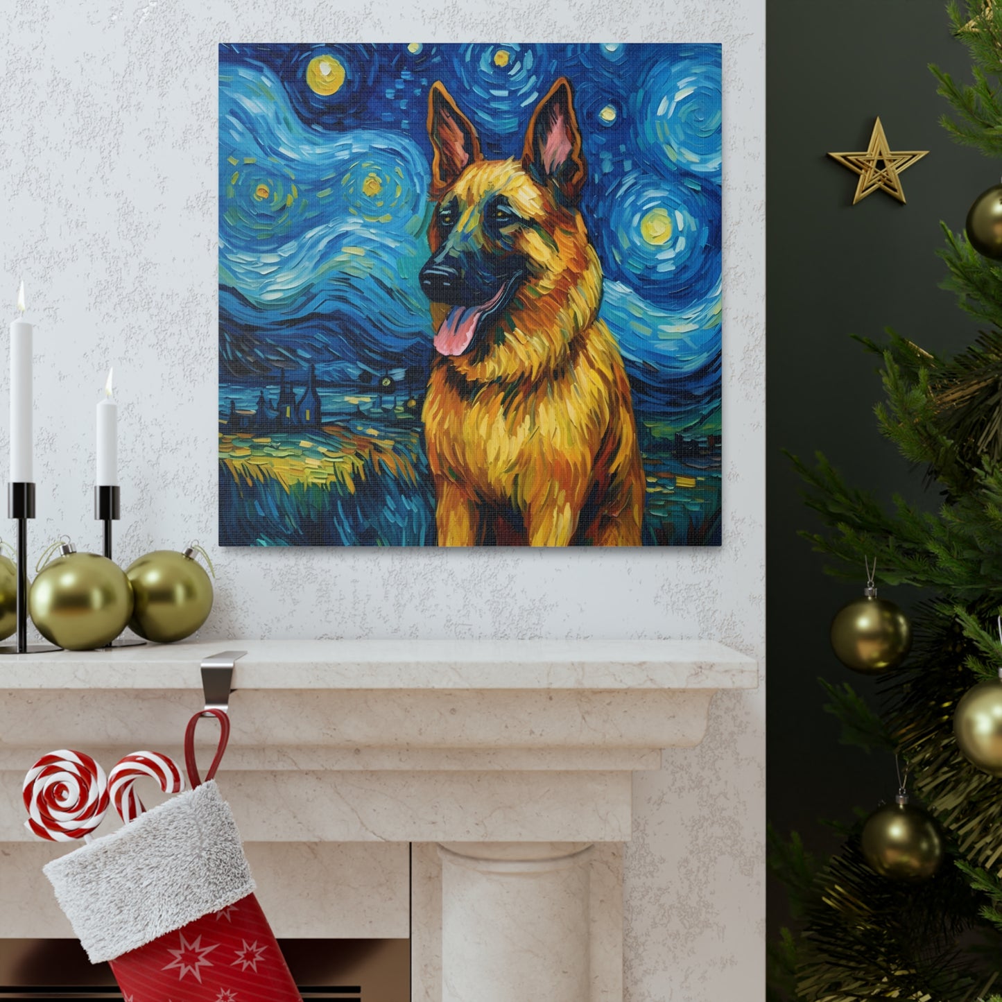 German Shepherd Van Gogh Canvas Print