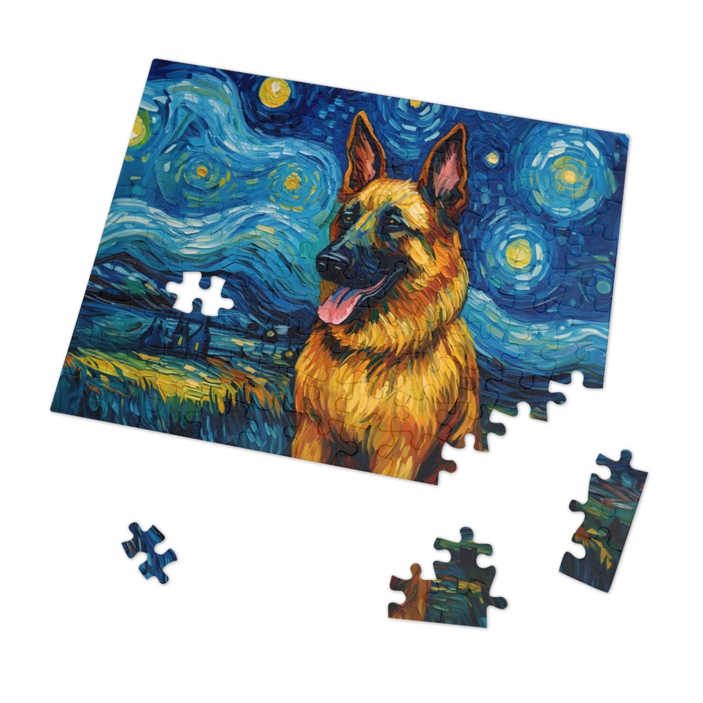 German Shepherd Van Gogh Puzzle (30, 110, 252, 500,1000-Piece)