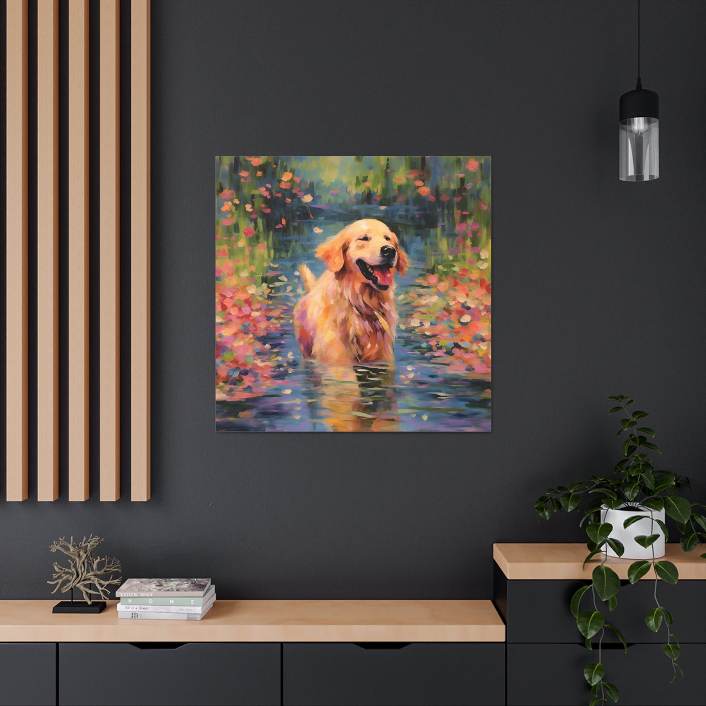 Golden Retriever Monet Canvas Print