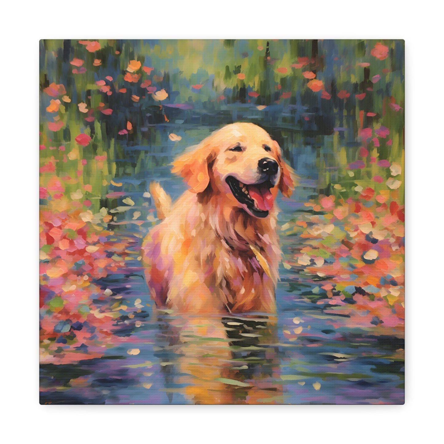 Golden Retriever Monet Canvas Print