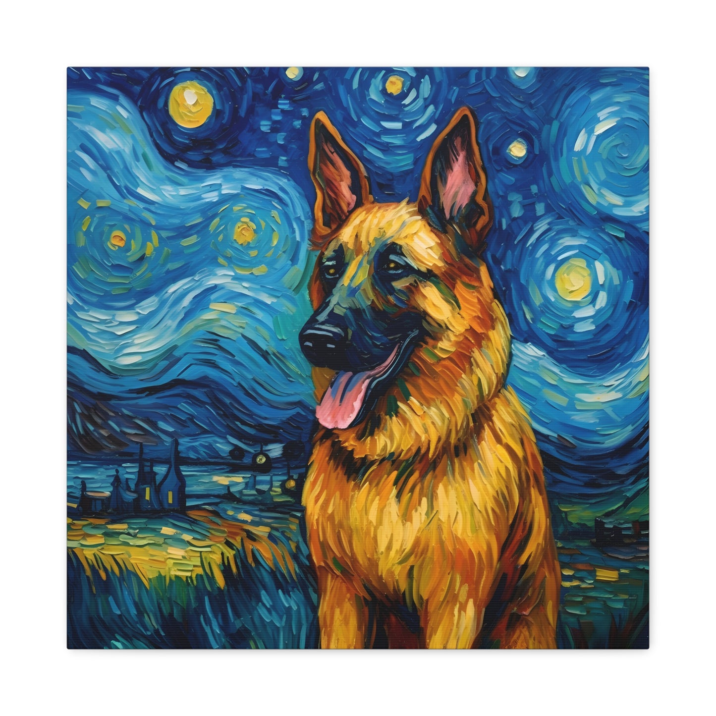 German Shepherd Van Gogh Canvas Print