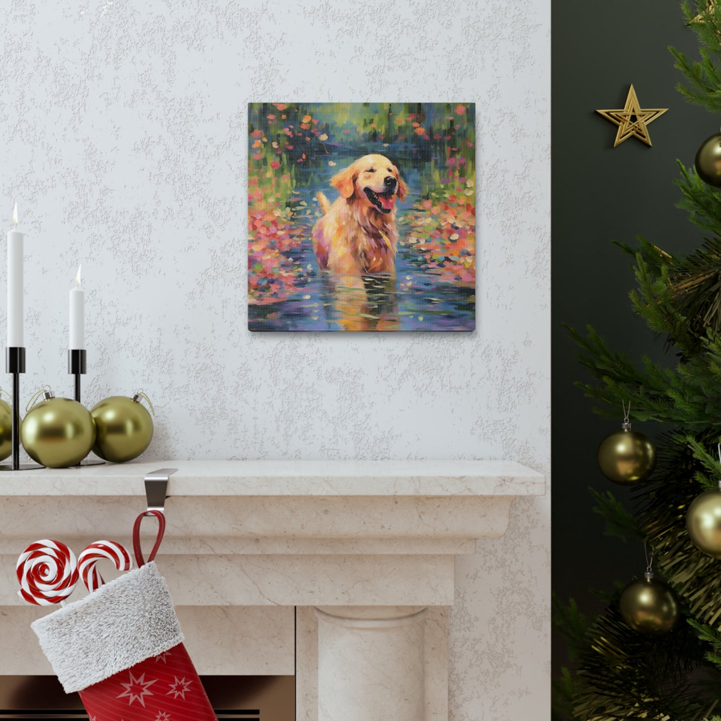 Golden Retriever Monet Canvas Print