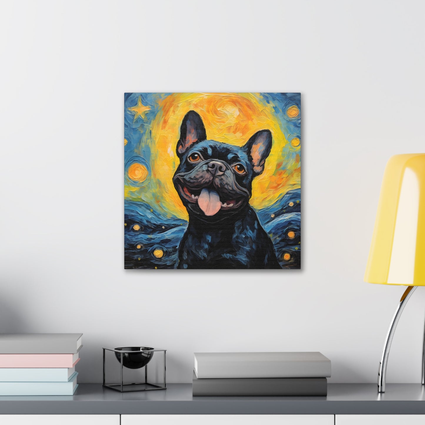 French Bulldog Van Gogh Canvas Print