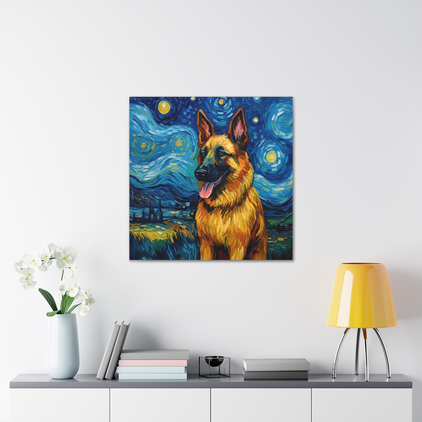 German Shepherd Van Gogh Canvas Print