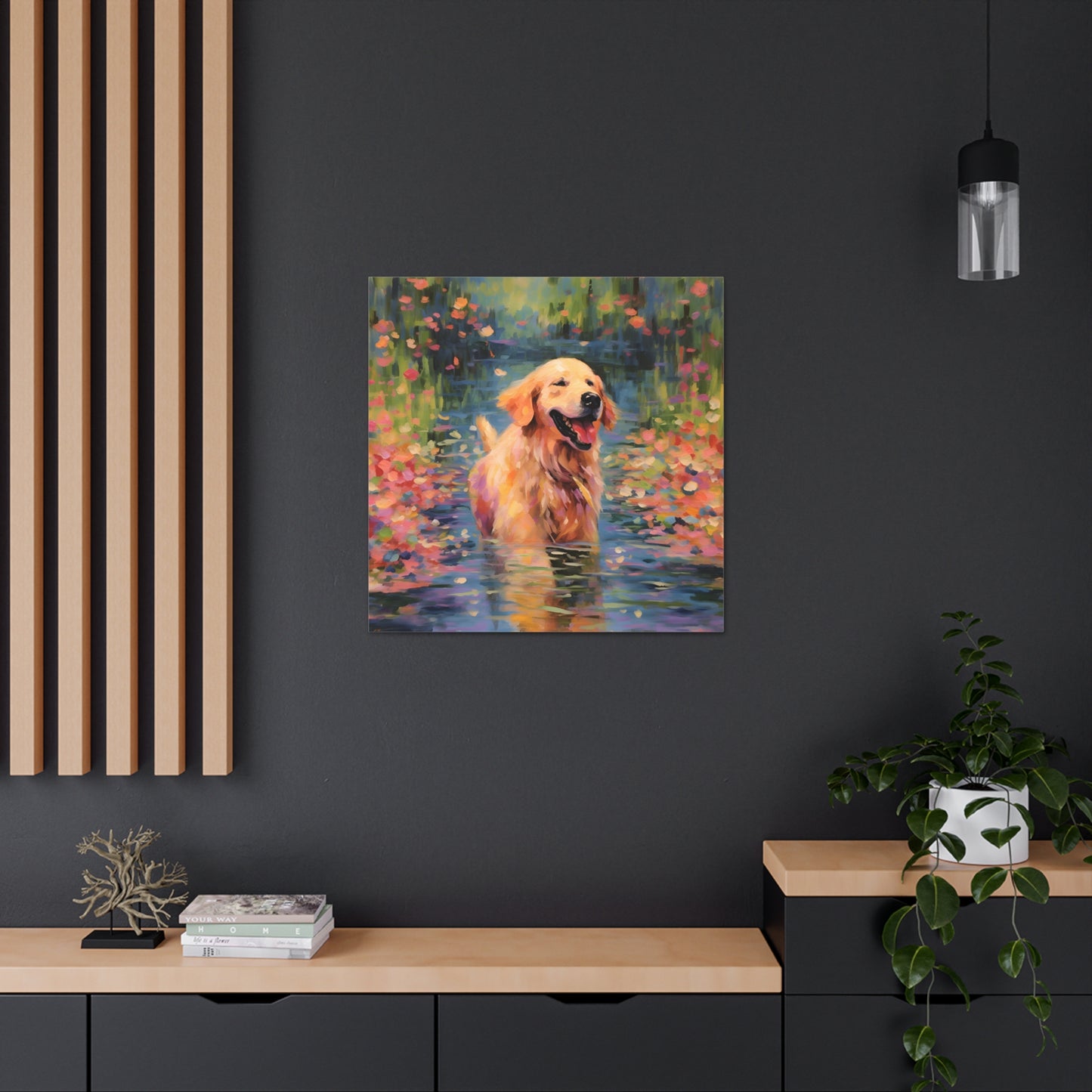 Golden Retriever Monet Canvas Print