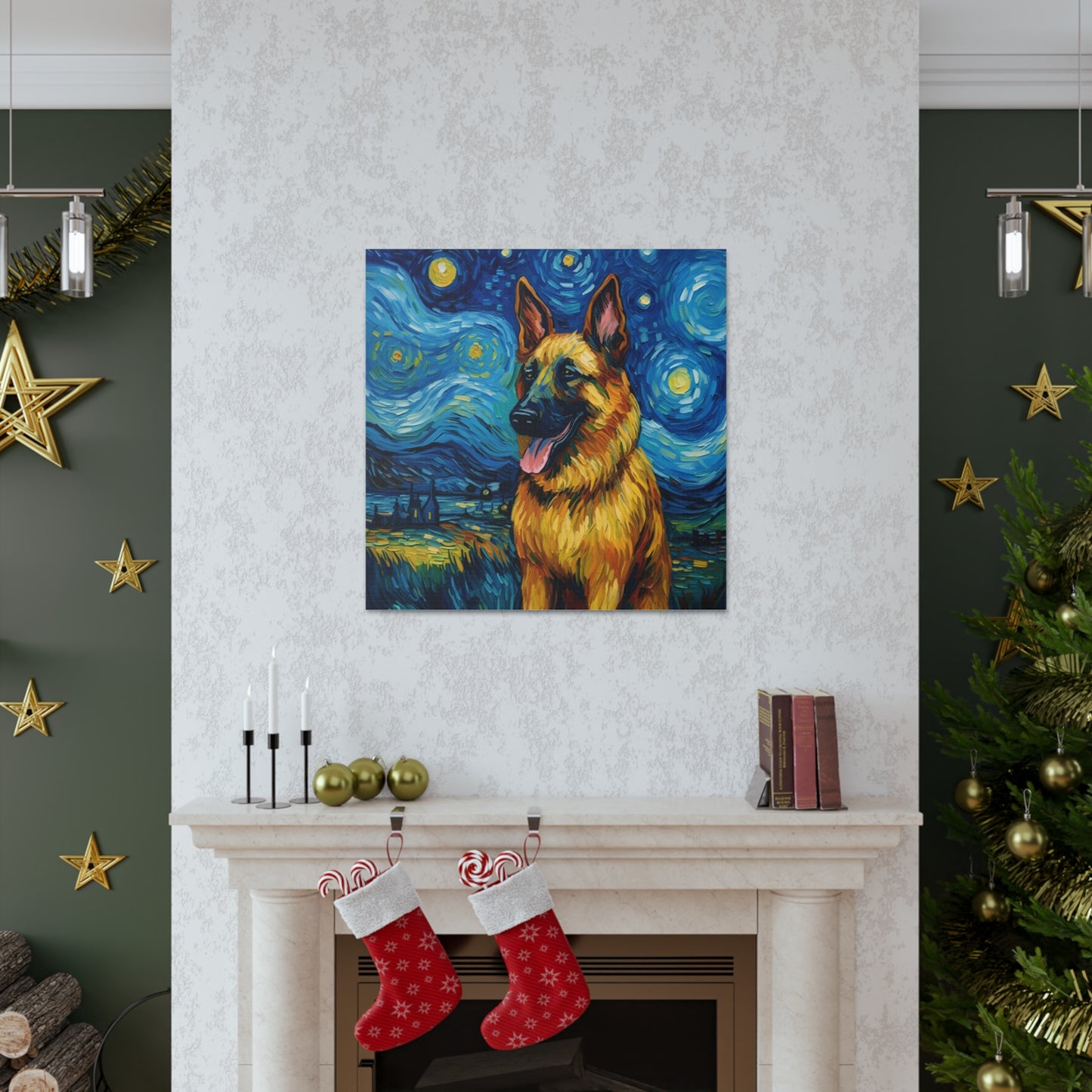 German Shepherd Van Gogh Canvas Print