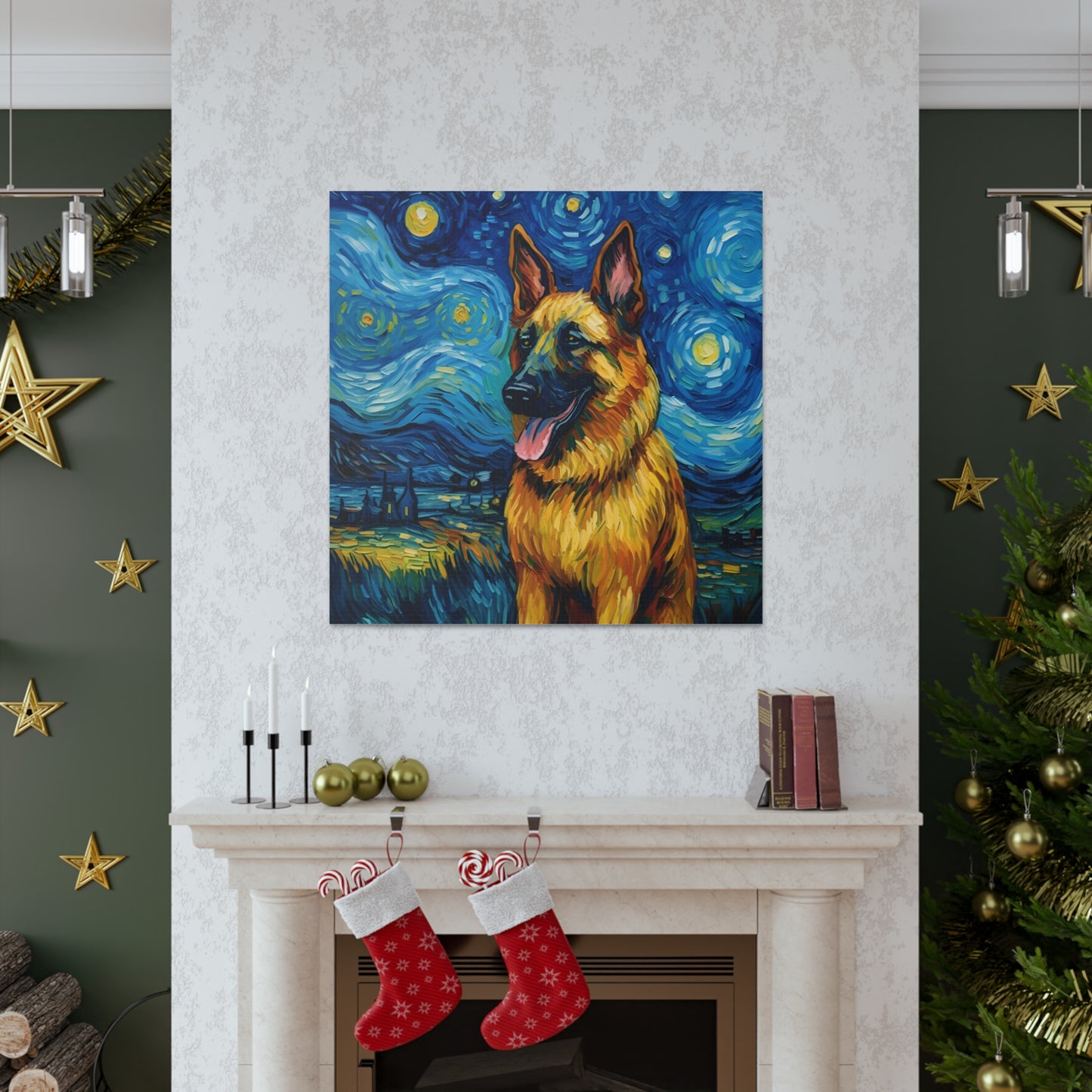 German Shepherd Van Gogh Canvas Print