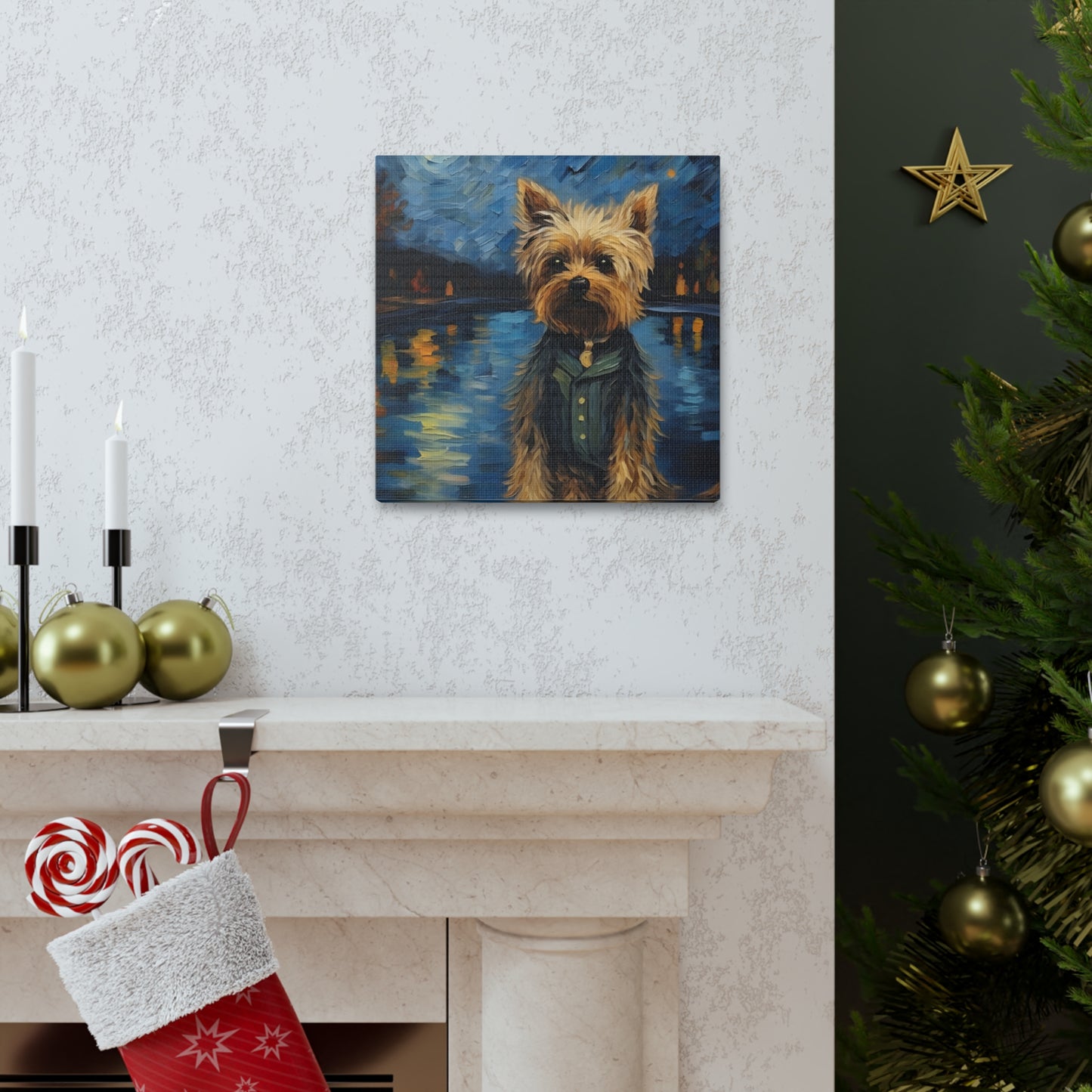 Yorkie Van Gogh Canvas Print