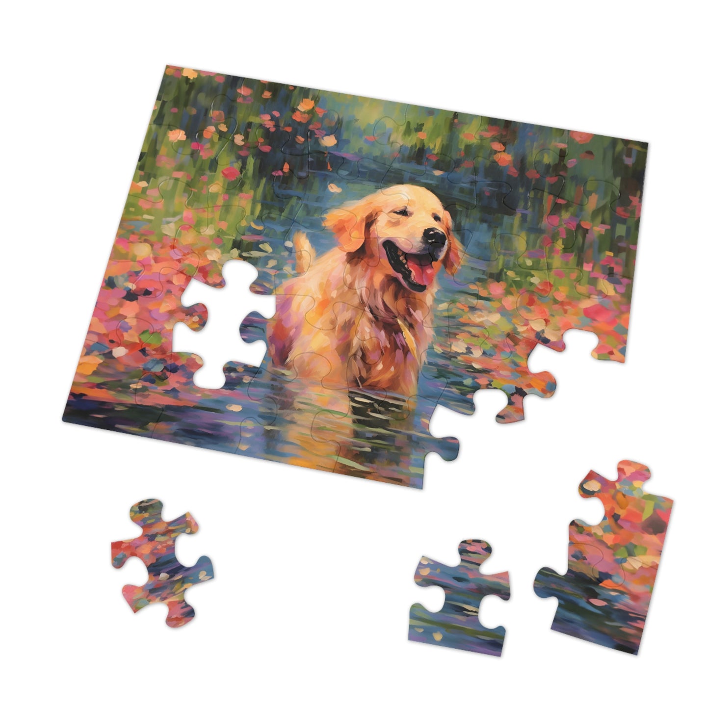 Golden Retriever Monet Puzzle (30, 110, 252, 500,1000-Piece)