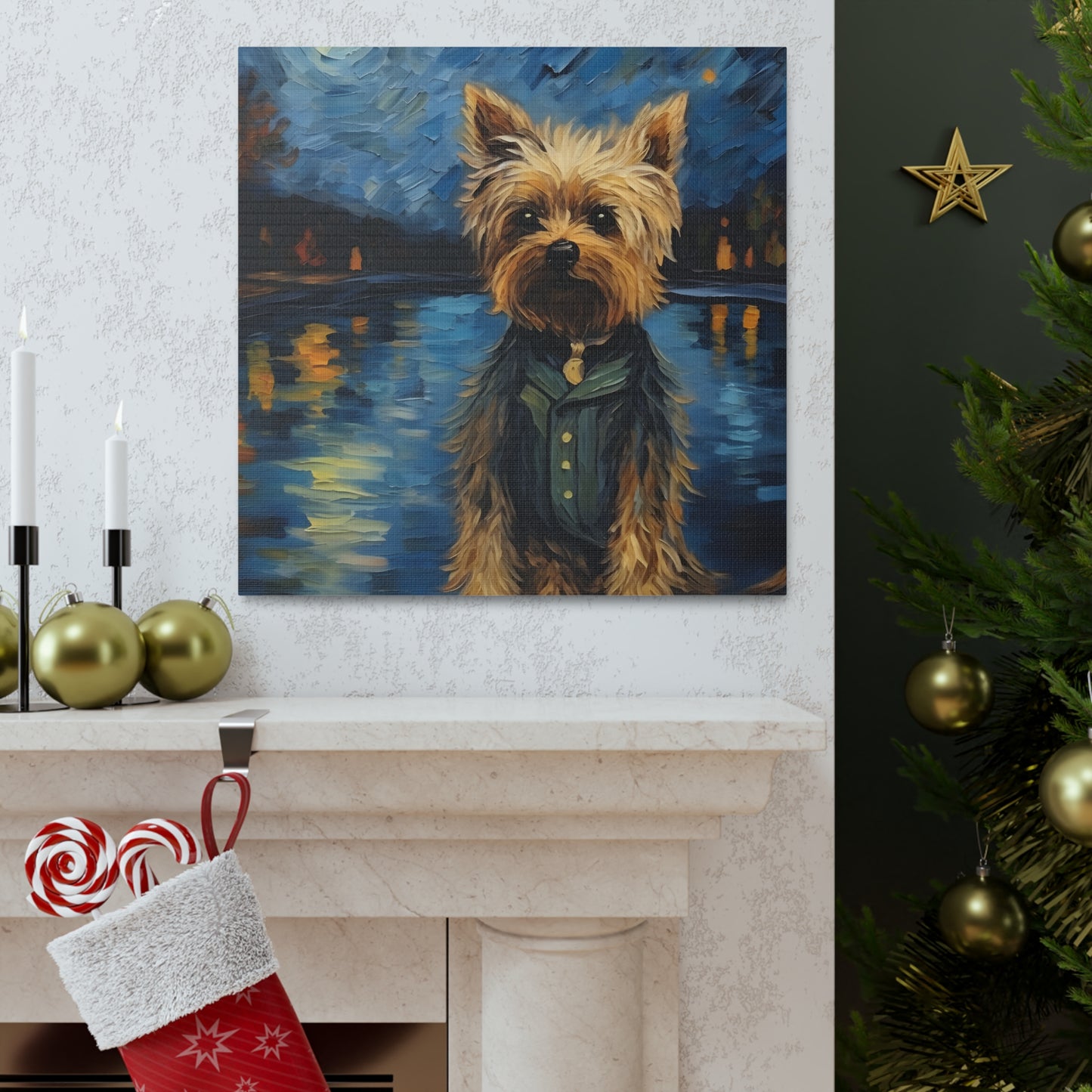 Yorkie Van Gogh Canvas Print