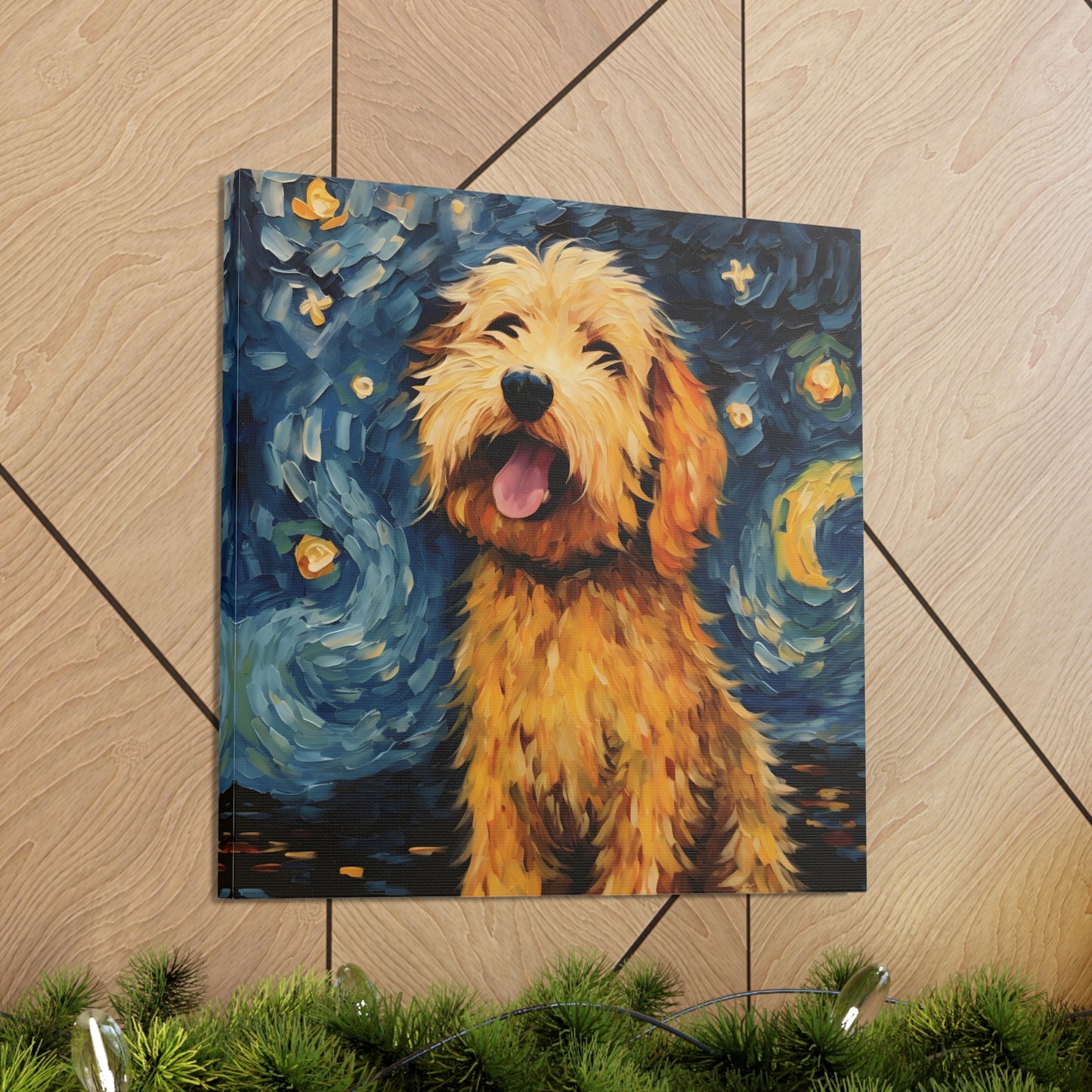 Golden Doodle Van Gogh Canvas Print