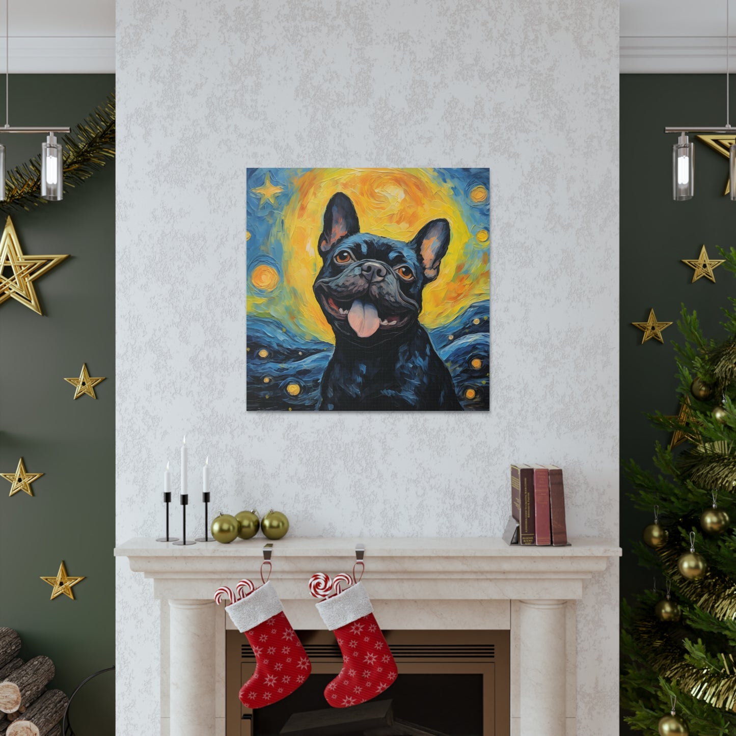 French Bulldog Van Gogh Canvas Print