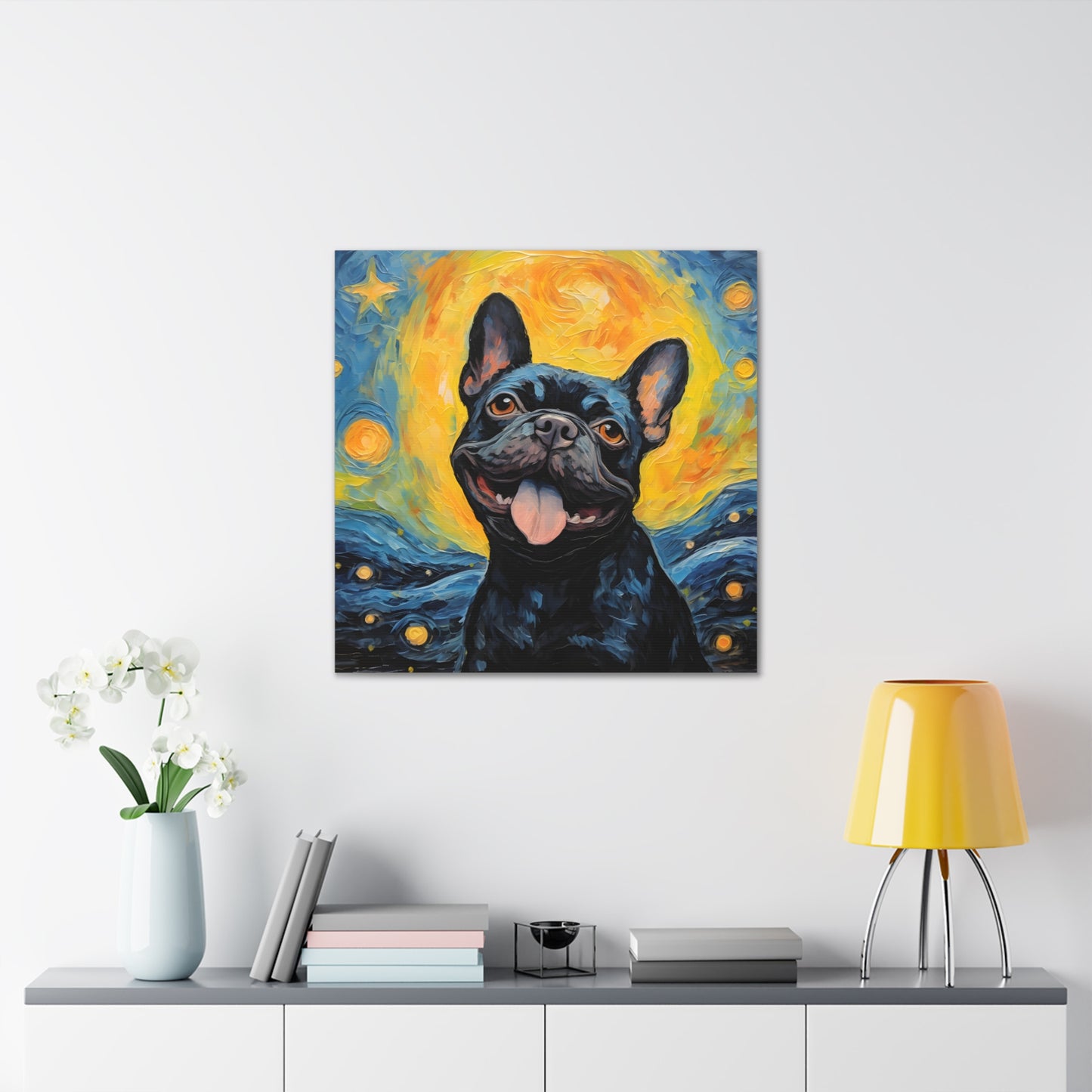 French Bulldog Van Gogh Canvas Print