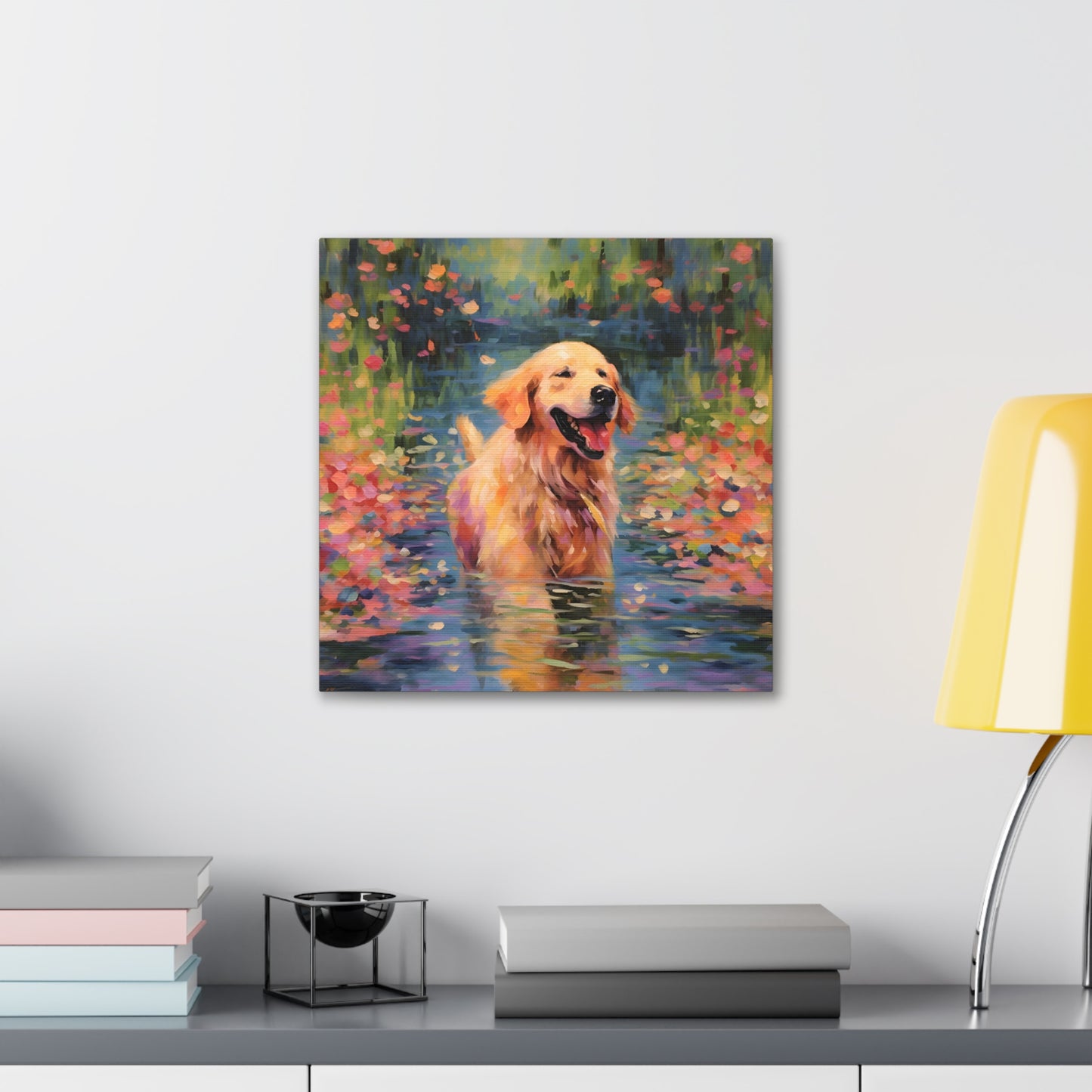 Golden Retriever Monet Canvas Print